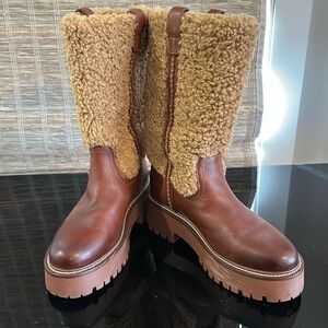 Sam Edelman Elfie Womens Leather Platform Mid-Calf Boots Size 8